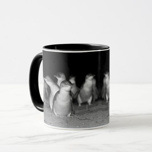 Penguins Black and White Photo Mok (Voorkant links)