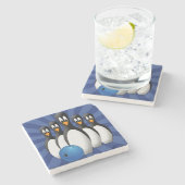 Penguins Bowling Stone Onderzetter (Zijkant)