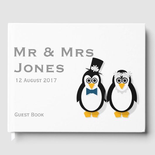 Penguins bruiloft gastenboek (aanpasbaar) (Voorkant)