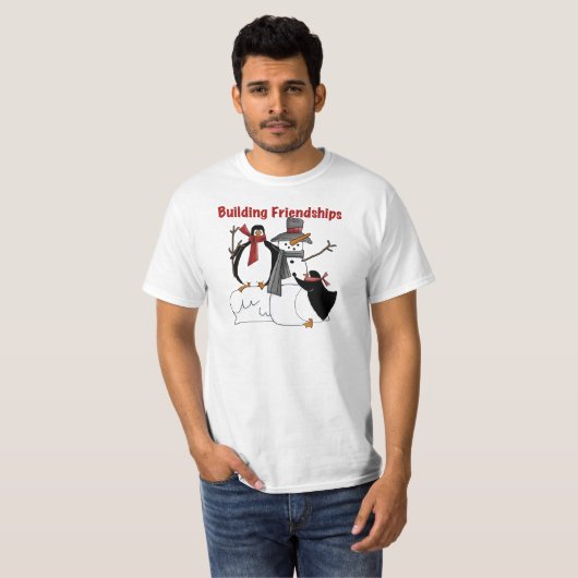 Penguins Building Friendship tshirts and Gifts (Voorkant volledig)