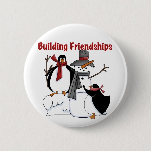 Penguins Building Friendship tshirts and Gifts Ronde Button 5,7 Cm (Voorkant)