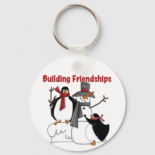 Penguins Building Friendship tshirts and Gifts Sleutelhanger (Voorkant)