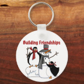 Penguins Building Friendship tshirts and Gifts Sleutelhanger (Voorkant)