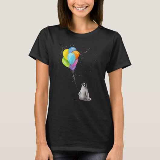 Penguins Can't Fly cute penguin with Balloons no o T-shirt (Voorkant)