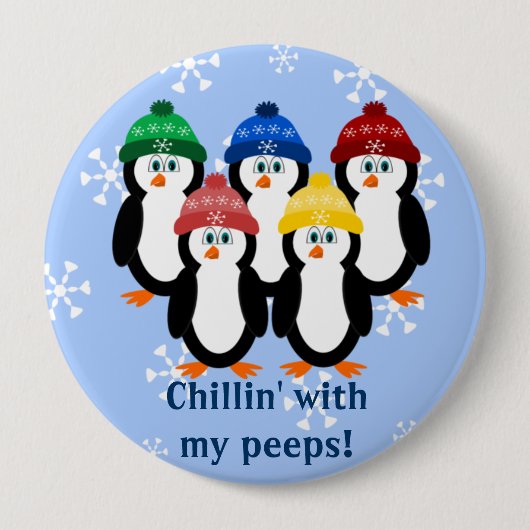 Penguins Chillin met mijn Peeps Winter Button (Voorkant)