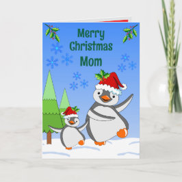Penguins Christmas Folded Greeting Card Kaart