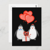Penguins Couple Heart Balloon Penguin Briefkaart (Voorkant / Achterkant)