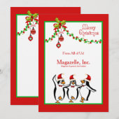 Penguins Dansende Holiday Card Feestdagenkaart (Voorkant / Achterkant)
