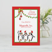 Penguins Dansende Holiday Card Feestdagenkaart (Staand voorkant)