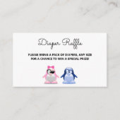 Penguins Gender onthullen Baby shower Diaper Raffl Informatiekaartje (Voorkant)
