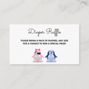Penguins Gender onthullen Baby shower Diaper Raffl Informatiekaartje