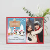 Penguins Happy Couple Holiday-kerstfotokaart Kaart (Staand voorkant)