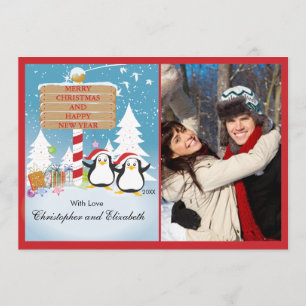 Penguins Happy Couple Holiday-kerstfotokaart Kaart