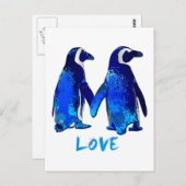 Penguins Holding Hands Love Design Briefkaart (Voorkant / Achterkant)