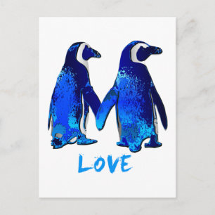 Penguins Holding Hands Love Design Briefkaart