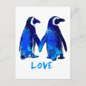 Penguins Holding Hands Love Design Briefkaart (Voorkant)