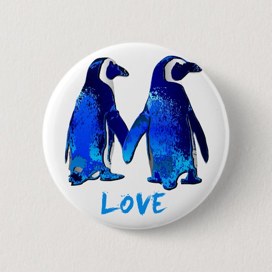 Penguins Holding Hands Love Design Ronde Button 5,7 Cm (Voorkant)