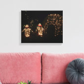 Penguins Holiday Light Display Canvas Afdruk (Insitu (Woonkamer))