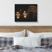 Penguins Holiday Light Display Canvas Afdruk (Insitu (Slaapkamer))