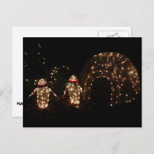 Penguins Holiday Light Display Feestdagenkaart (Voorkant / Achterkant)