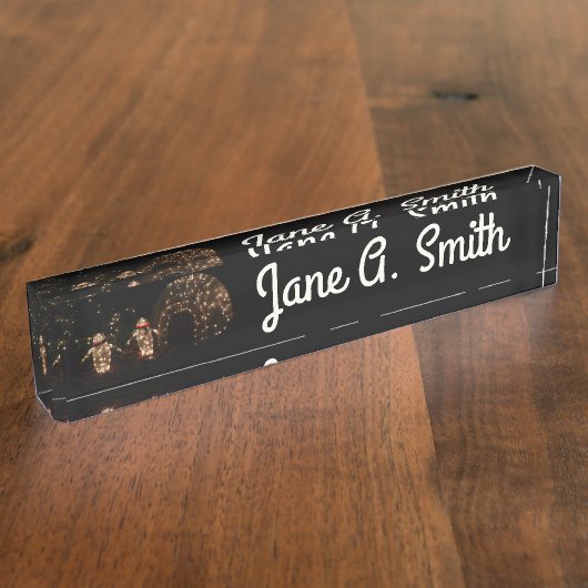 Penguins Holiday Light Display Naambordje (Zijkant)