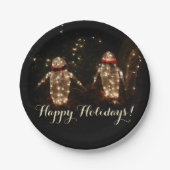 Penguins Holiday Light Display Papieren Bordje (Voorkant)