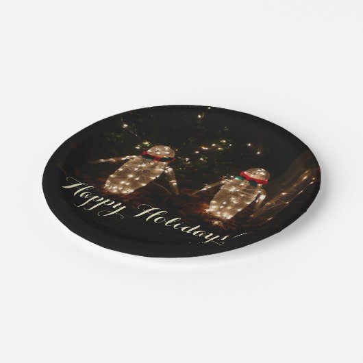 Penguins Holiday Light Display Papieren Bordje (Gekanteld)