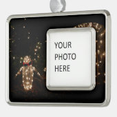 Penguins Holiday Light Display Verzilverd Omlijst Ornament (Links)