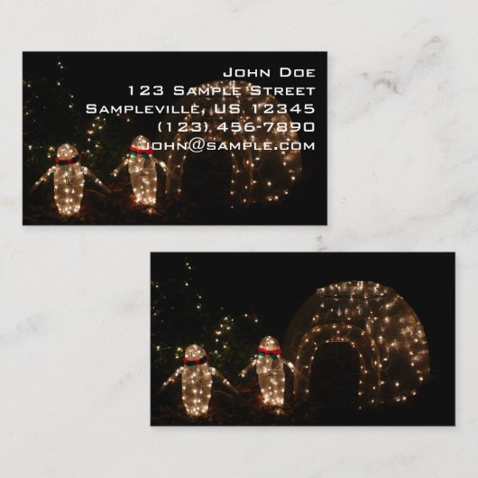 Penguins Holiday Light Display Visitekaartje (Voorkant / Achterkant)