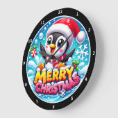 Penguin's Holiday Spirit" - Vrolijke Kerst Grote Klok (Hoek)