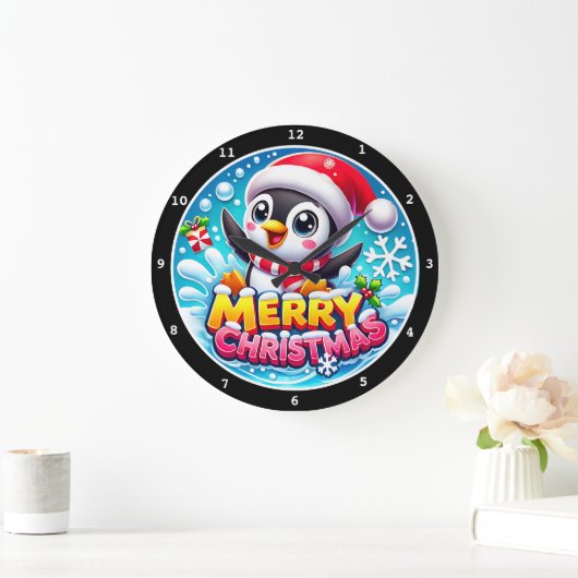 Penguin's Holiday Spirit" - Vrolijke Kerst Grote Klok (Huis)