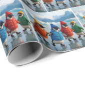 Penguins Ice Skating On an Arctic Lake Cadeaupapier (Rol Hoek)