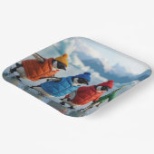 Penguins Ice Skating On an Arctic Lake Papieren Bordje (Gebogen)