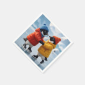 Penguins Ice Skating Servet (Hoek)