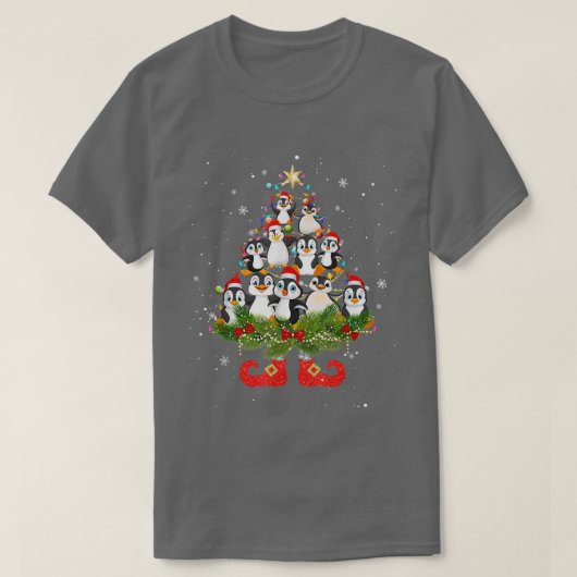 Penguins kerstboom Lights Funny Santa Hat Lov T-shirt (Design voorkant)