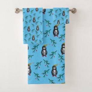 Penguins kerstkeukenset bad handdoek