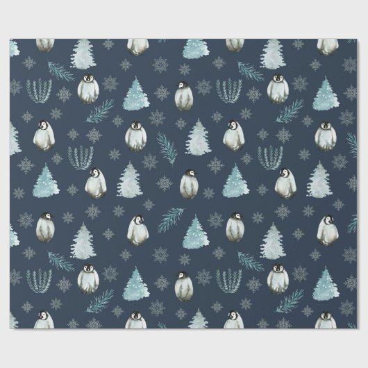 Penguins kerstpatroon cadeaupapier (Vlak)