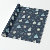 Penguins kerstpatroon cadeaupapier (Uitgerold)