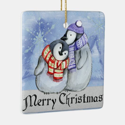 Penguins kerstversiering keramisch ornament (Rechts)