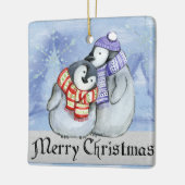 Penguins kerstversiering keramisch ornament (Links)