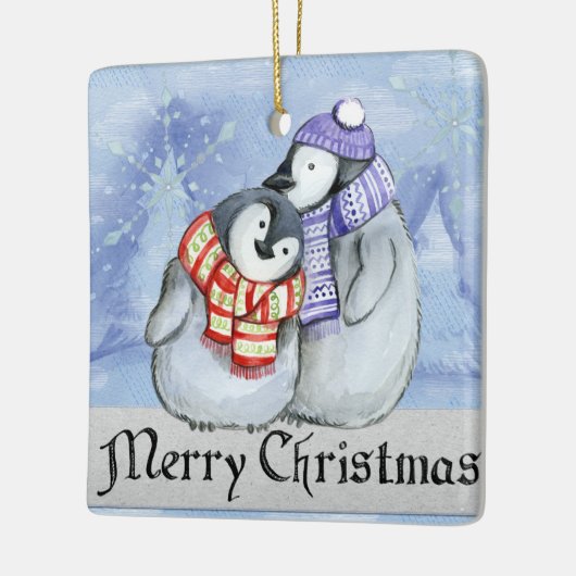 Penguins kerstversiering keramisch ornament (Links)