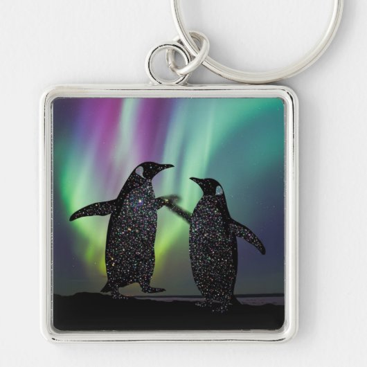Penguins key ring beautiful aurora design sleutelhanger (Voorkant)