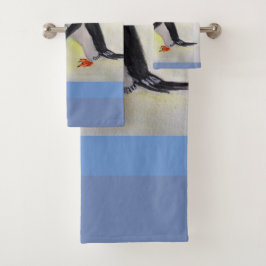 Penguins Kiss Bathroom Towel Set Bad Handdoek