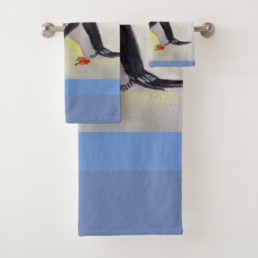 Penguins Kiss Bathroom Towel Set Bad Handdoek (Insitu)