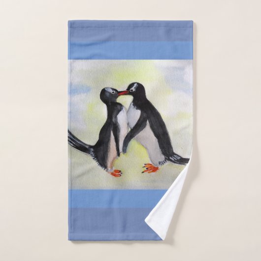 Penguins Kiss Bathroom Towel Set Bad Handdoek (Handdoek)