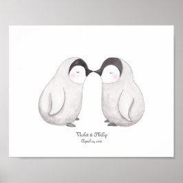 Penguins Love Poster  Art Wedding Gift