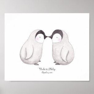 Penguins Love Poster Art Wedding Gift