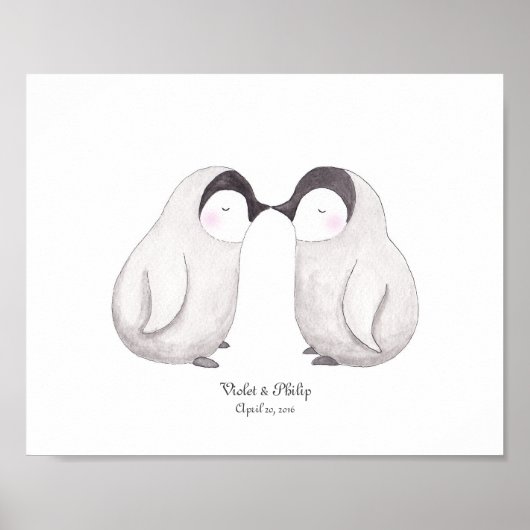 Penguins Love Poster  Art Wedding Gift (Voorkant)