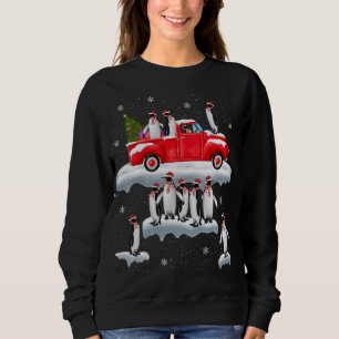 Penguins Lover Red Truck Santa Hat Penguin Christm Trui