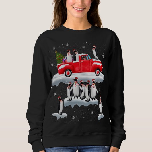 Penguins Lover Red Truck Santa Hat Penguin Christm Trui (Voorkant)